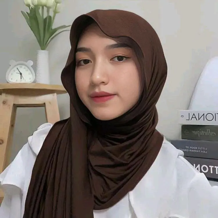 Kerudung Pashmina Kaos Rayon Meleyot - Mahogany