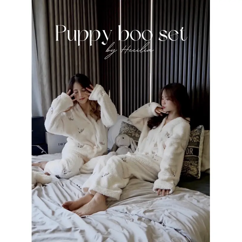 Puppy pyjama set đồ ngủ lông mùa đông dành cho người lớn (ảnh thật 100%) 0