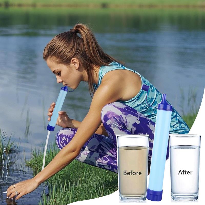 Outdoor Portable Water Filtering Straw, Compact Activated Carbon Water Filtering Straw for Hiking Camping Travel Fishing Mountaineering, Outdoor Water Filter, Hiking Essentials 1