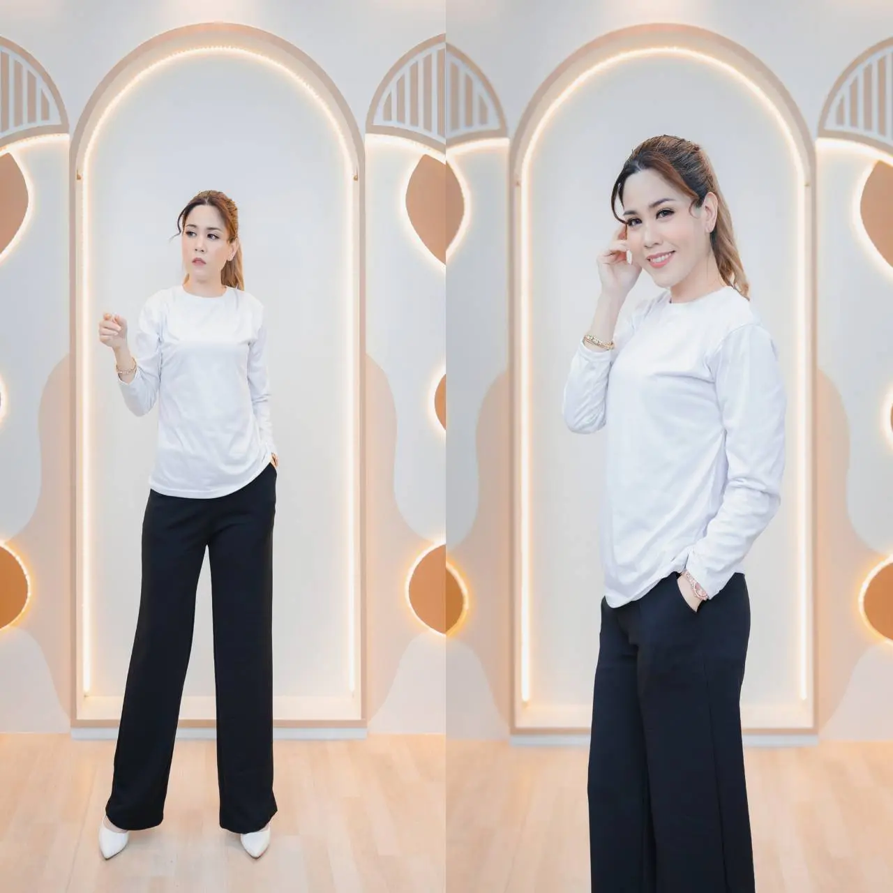 เสื้อยืดแฟชั่น รุ่น2800 NEW(1) (อก32-44 นิ้ว) เนื้อผ้าวาโก้ Lady Women Clothing ผู้หญิง คอกลม