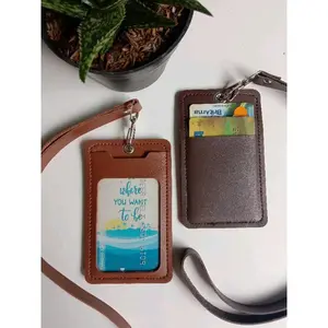 id card holder nametag layard kulit pu ktp card cover lucu