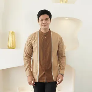NIGOS Koko Zavi Panjang Saku Samping Kekinian Lengan Panjang Muslim Baju baju koko pria Kain Kancing