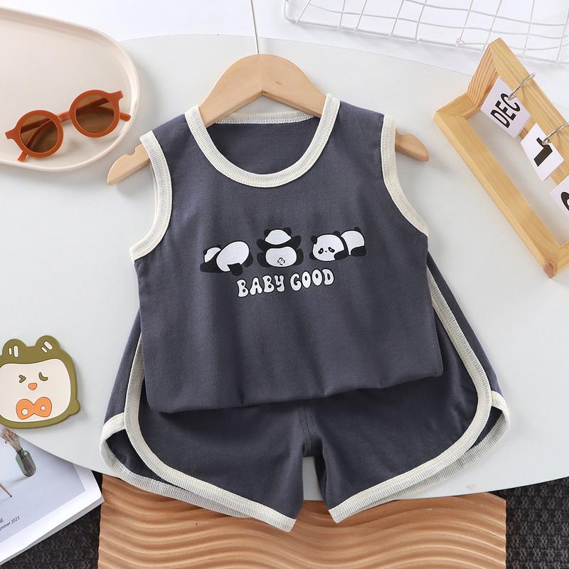 Bộ Đồ Vest Trẻ Em, Không Tay, Chất Liệu Cotton, Cho Bé Gái Và Bé Trai, Phong Cách Hàn Quốc, Quần Áo Trẻ Em Mùa Hè Mới, Hai Mảnh, Bán Buôn Có Sẵn 2