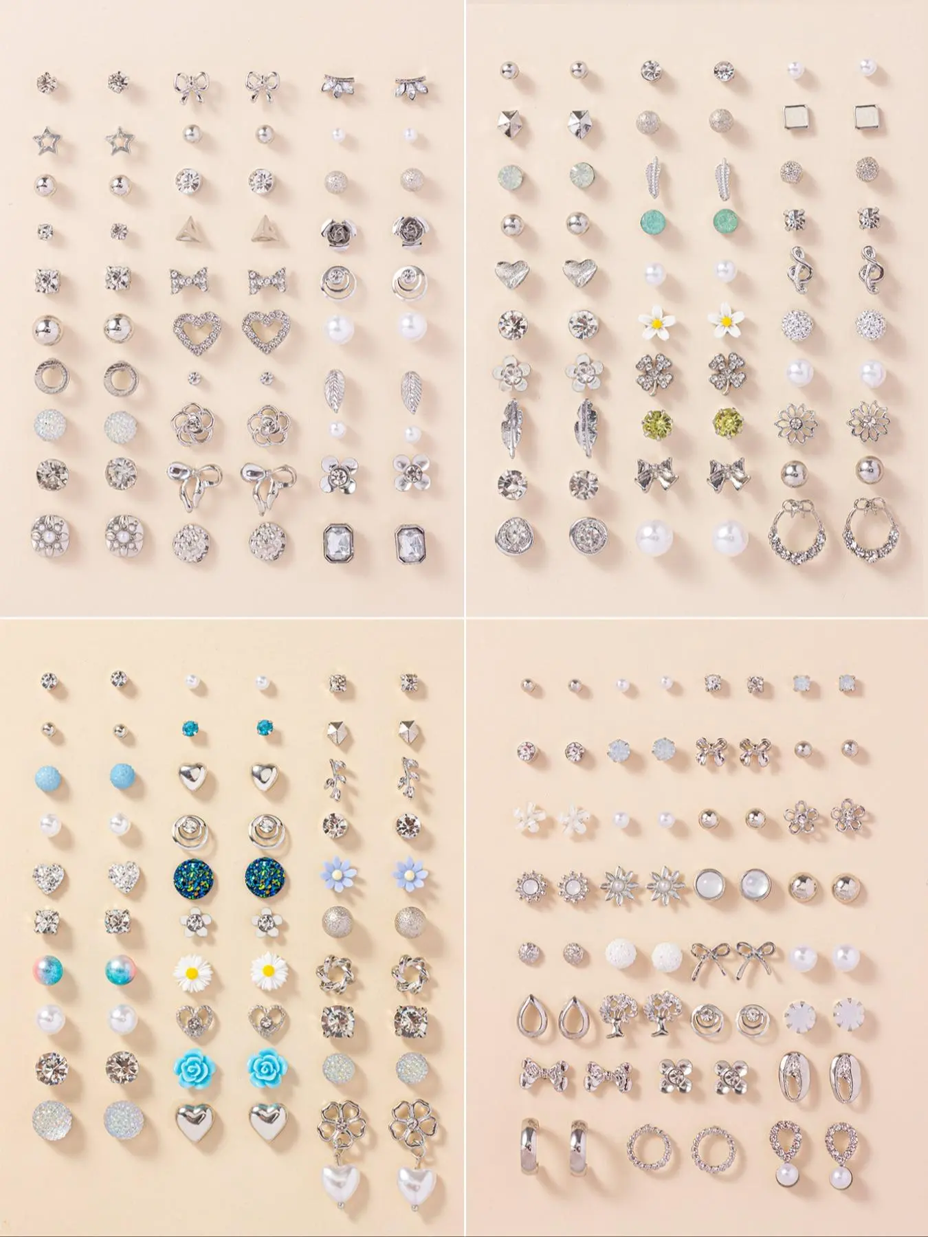 Women's Elegant Faux Pearl & Rhinestone Decor Stud & Hoop & Dangle Earrings, 30 Pairs Exquisite Flower & Bowknot & Heart Design Earrings, Chic Gorgeous Jewelry As Gift for Girlfriend for Party Decor, Valentine's Day Gift