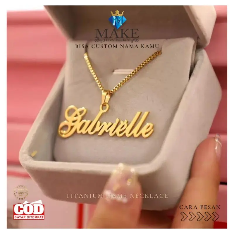 Make Kalung Nama Titaniun Anti Karat Custom Gold dan Silver