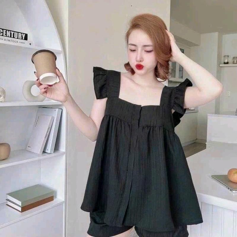 ĐỒ BỘ ĐÙI NỮ NÚT BỌC VÀ KHÔNG NÚT BỌC GIẢM 30K GIÁ TỪ 99K RẺ THỜI TRANG Áo Quần giặt bằng nước lạnh 【set】red 3