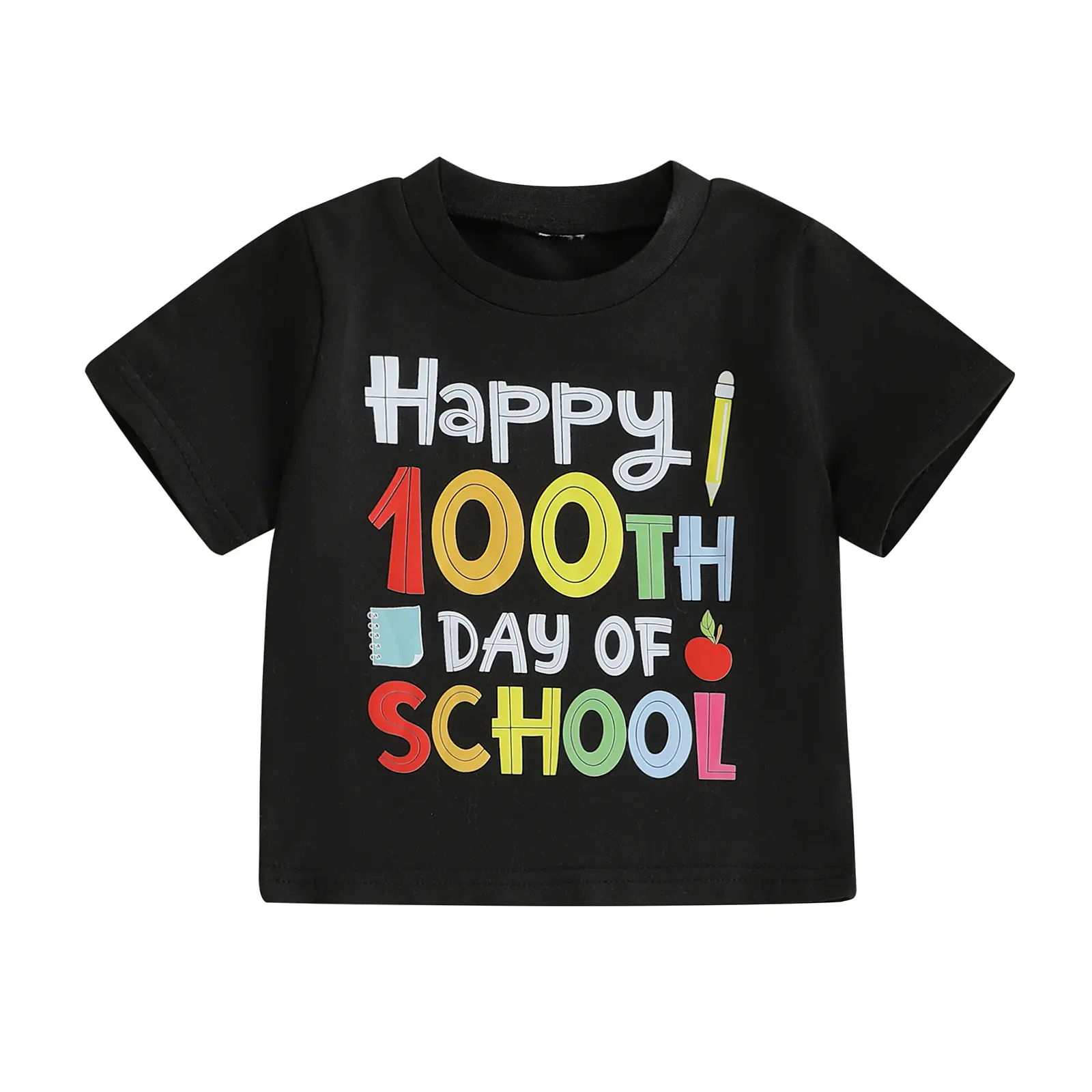 Little Boy Girl Summer T-Shirt Letter Print Short Sleeve Round Neck Casual Tops