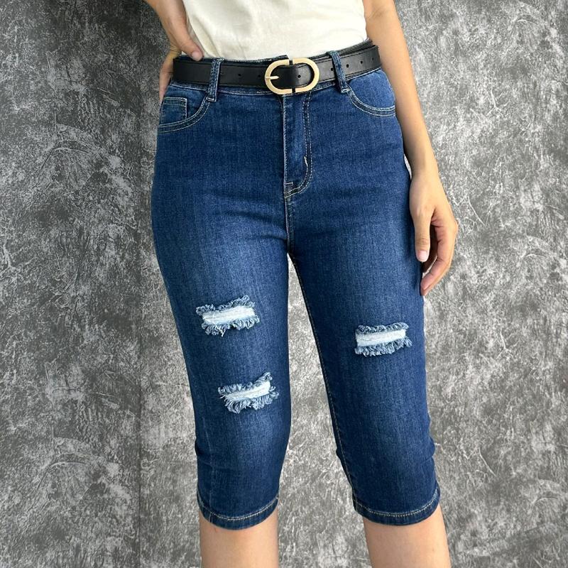 Quần Jean Nữ AKJ N54 Ngố Lửng Trẻ Trung Năng Động Lưng Cao Co Giãn Size 38-75kg Women