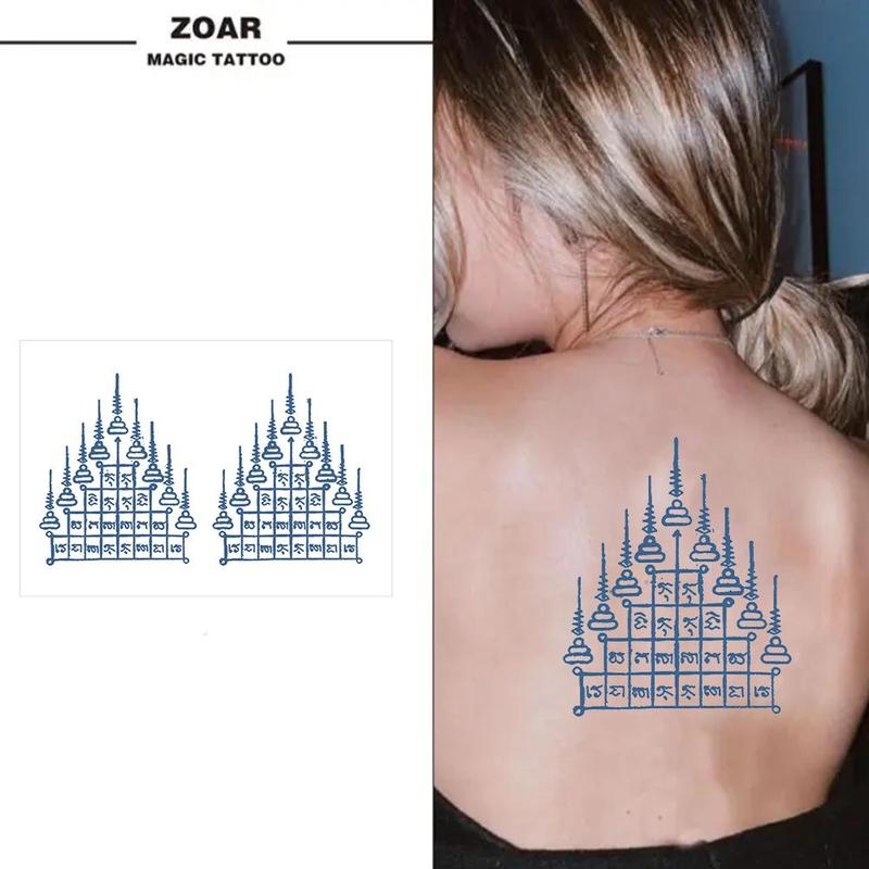 Product Introduction of SemiPermanent Thailand Tattoo Waterproof Spike Juice Herbal Stickers with Star Scripture Buddha B1Z5 38
