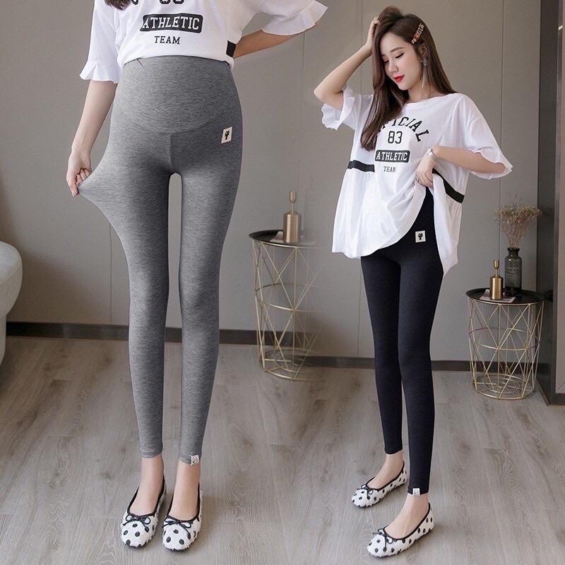  Quần legging bầu mèo cạp cao có chun chỉnh bụng cài cúc chất vải zip loại 1 M20 Thoải mái 
