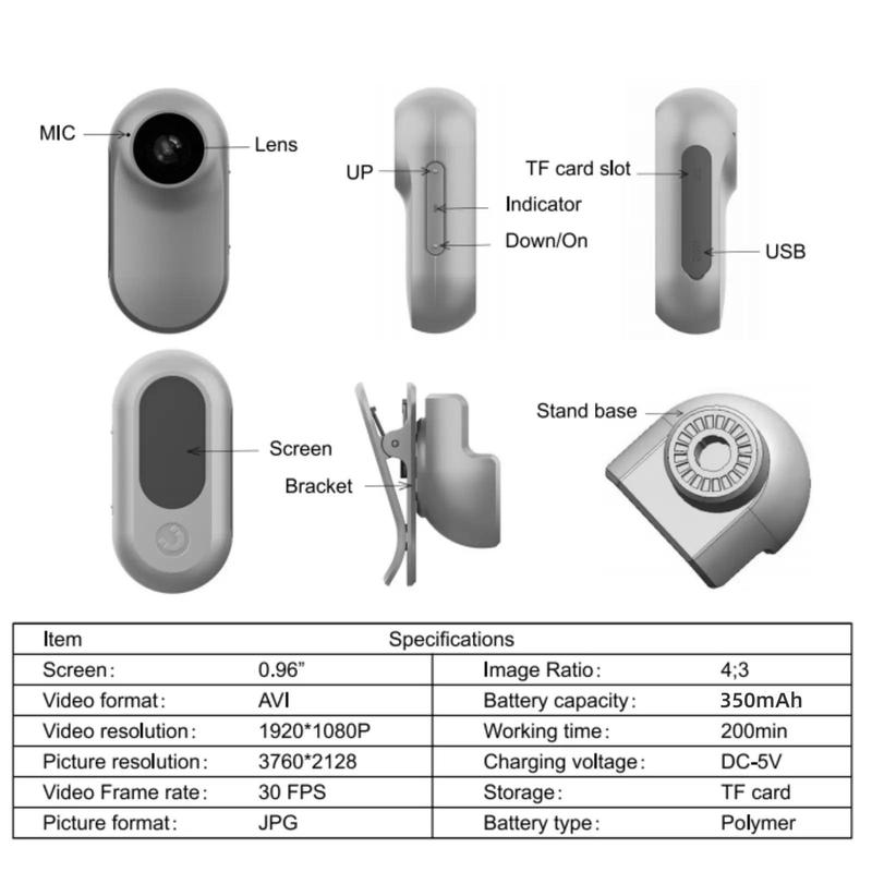 Product Introduction of Multifunctional Portable Thumb Camera, 1080P Mini Action Camera, Sports Action Camera for Travel & Outdoor, Handycam 4