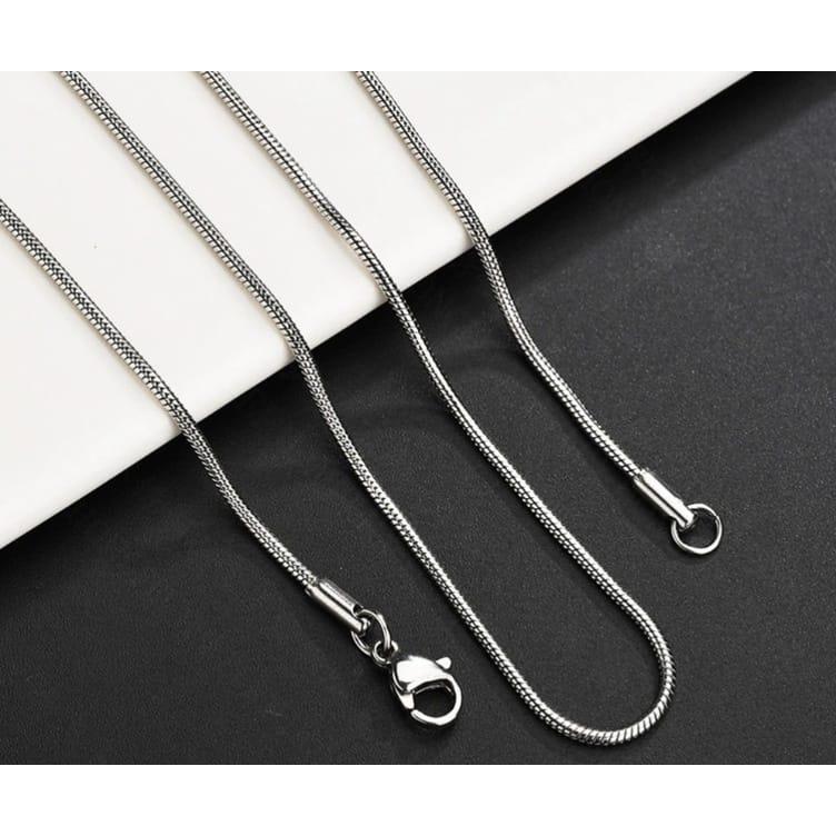 Kalung Rantai Titanium Anti Karat Tidak Berubah  Warna Model Round Snake Liontin Bambu Pria Dan Wanita Gold Silver 1