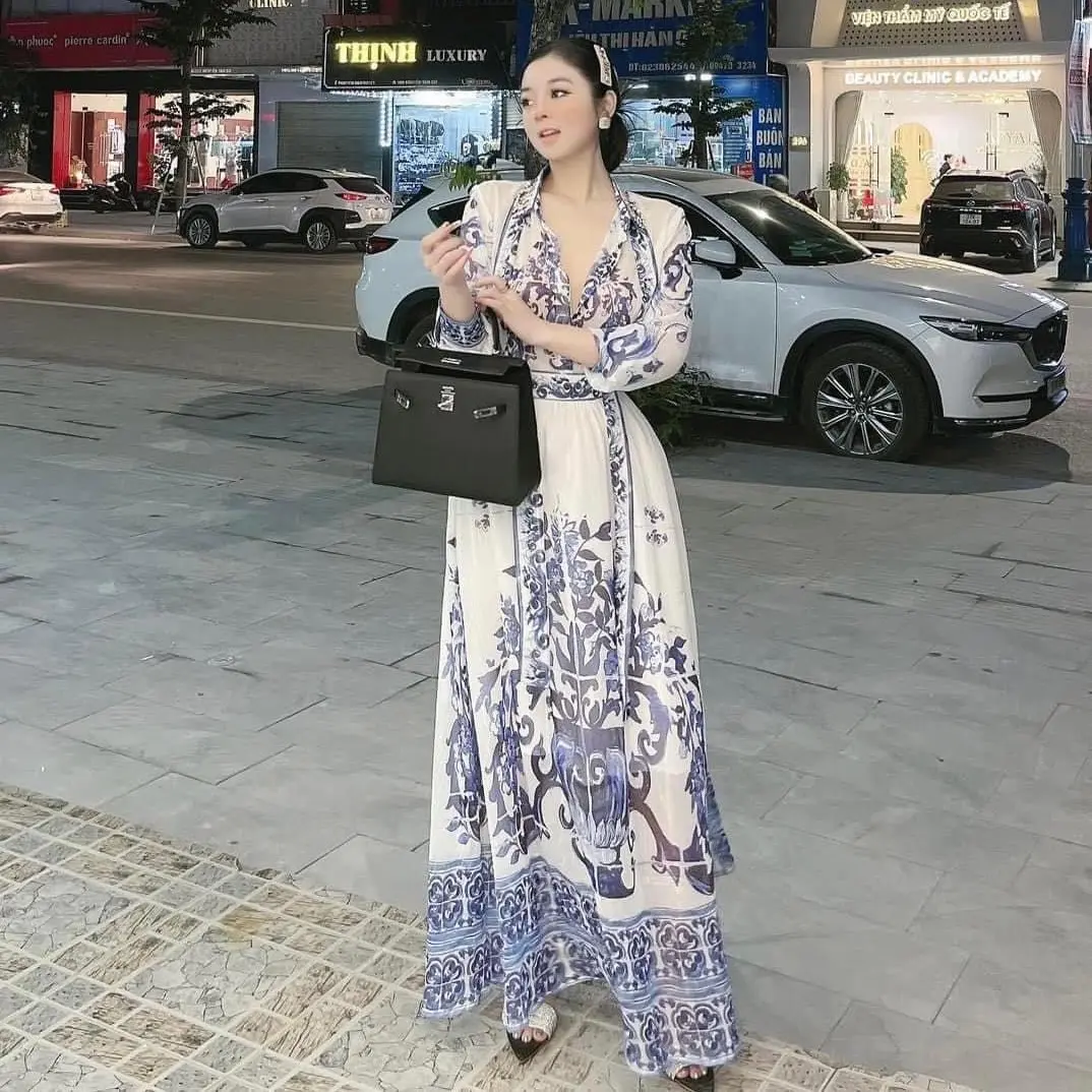 Váy tơ lụa HT dáng dài siêu sinh