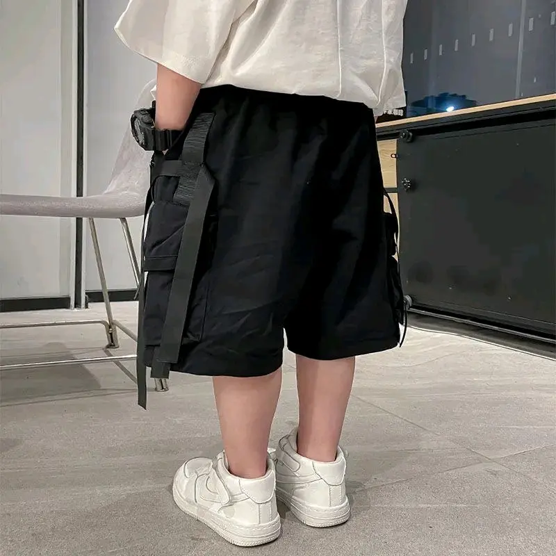 Celana Anak Cargo Fashion Remaja Pendek Anak Laki-laki Celana Pendek Kargo Longgar Pinggang Elastis Anak Celana Olahraga Kasual Anak Celana Pendek Musim Panas Anak Laki-laki Cowo 1