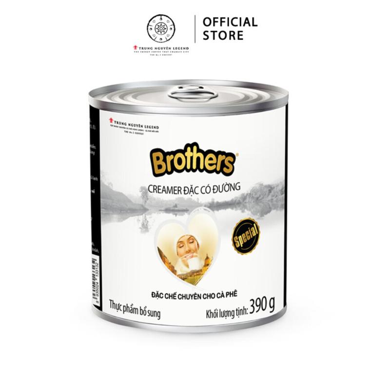 Sưã đặc có đường Brothers - Trung Nguyên Legend - Lon 390gr suadac, chuyên cho ly cà phê sữa