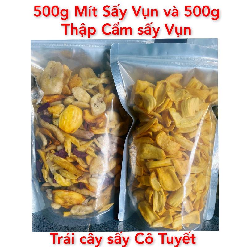 Combo 500g Mít Sấy Vụn To và 500g Trái Cây Sấy Khô Thập Cẩm loại vụn - đóng gói bằng túi zipper bạc