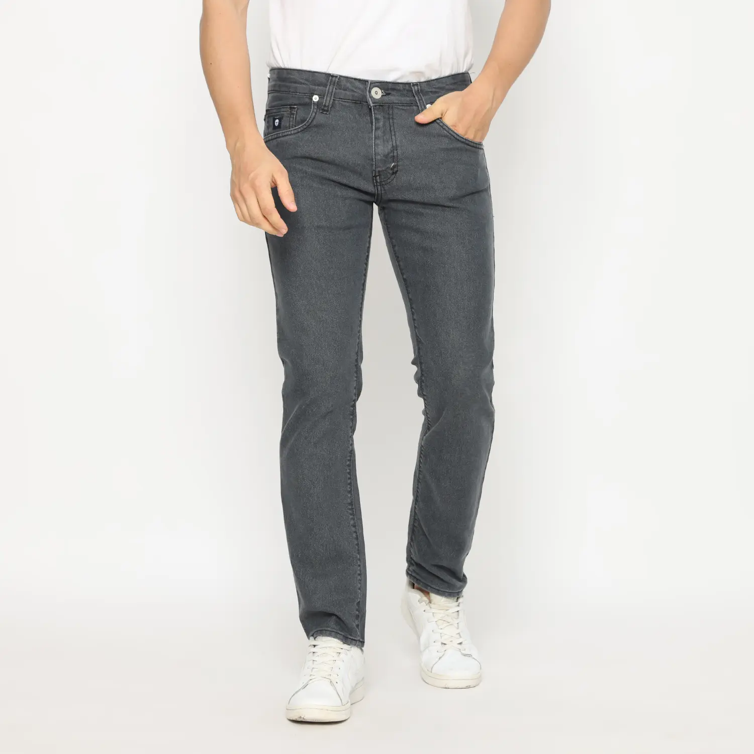 Trondheim Celana Jeans Denim Pria Baltazar Darkgrey Polos Stretch Slim Fit