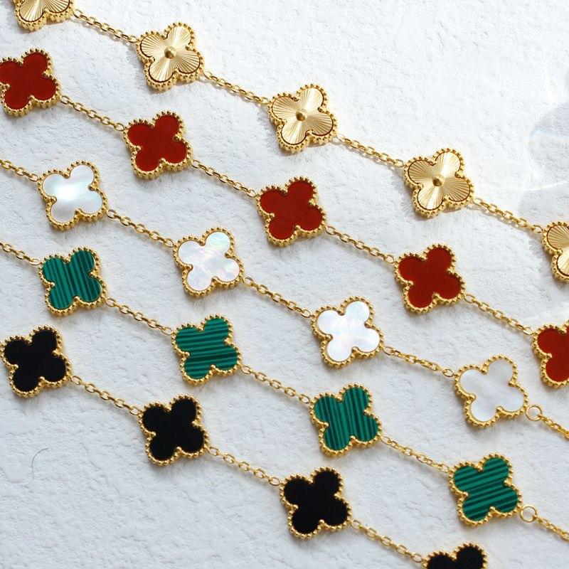 Bộ Vòng Tay Và Vòng Cổ Cỏ Bốn Lá, Phụ Kiện Cao Cấp, Giá Cả Phải Chăng, Trang Trí Thép Titan 18K, Dây Chuyền Áo Len, Món Quà Tốt Nhất Cho Bé Gái Và Bạn Gái 3