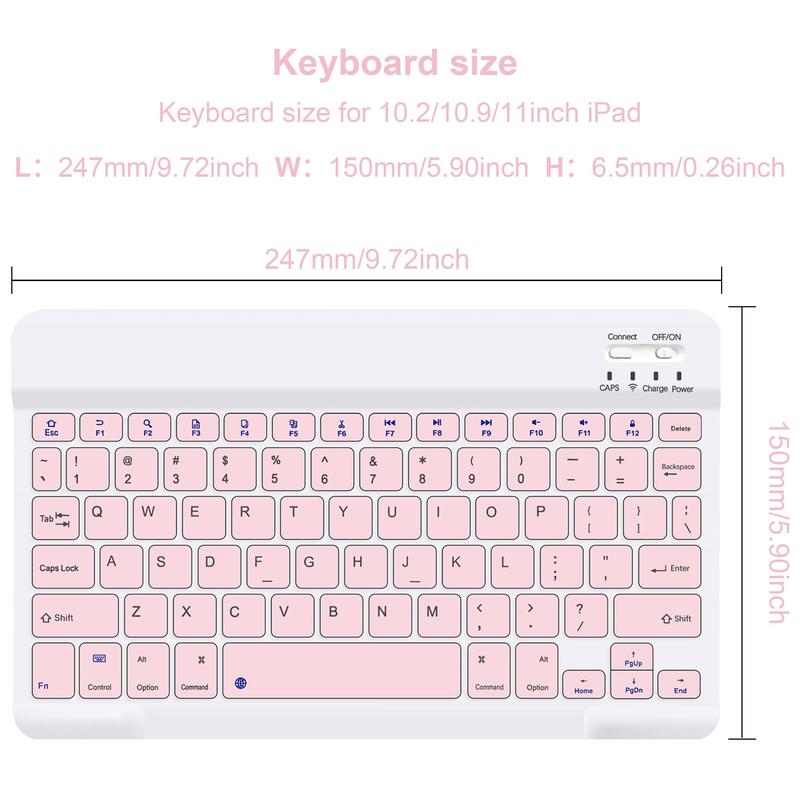 STWMOOCE Magnetic Detachable Wireless Keyboard Case, 1 Set PU Leather Protective Keyboard Case with Pencil Holder, Durable Adjustable Protective Case for iPad 10.9inch, Tablet Accessories 2