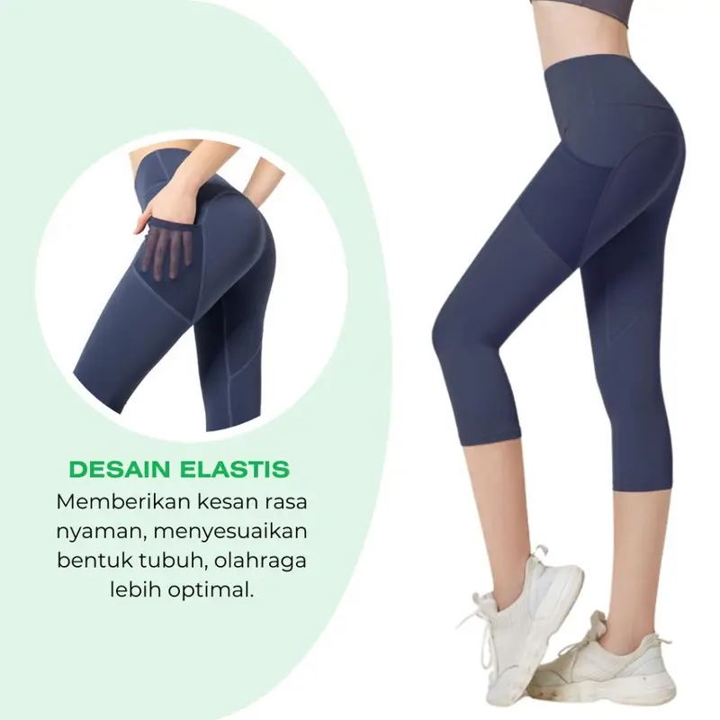 KKONE Legging Olahraga Wanita High Waist Celana Olahraga 7/8 Yoga Gym Joging Senam Pakaian Outdoor Sport(L003) 5