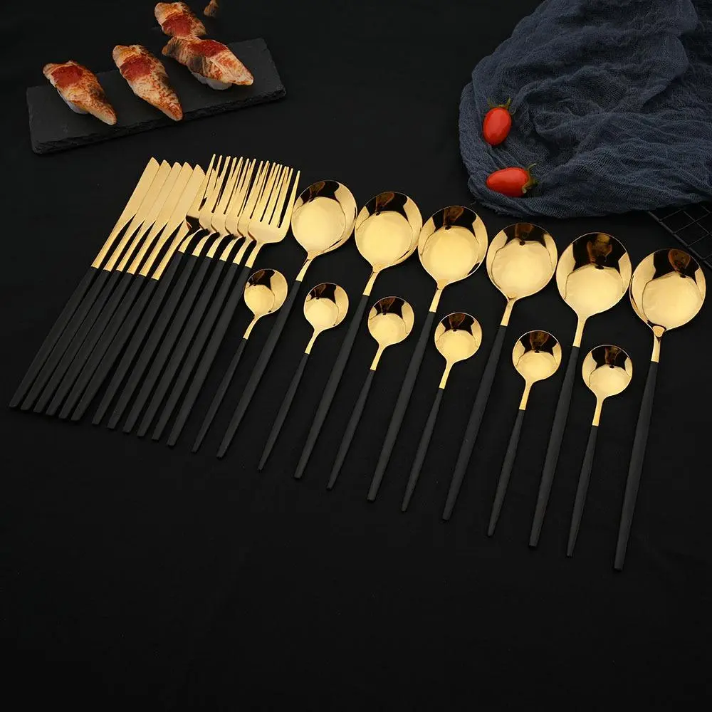 Household Bundle Stainless Steel Tableware Set, 24pcs/set Spoon, Fork, Knife & Dessert Spoons, Party Cutlery Set, Cutlery & Tableware Supplies, Father's Day Gift