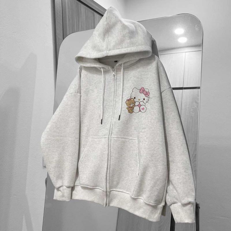 Product Introduction of Áo khoác nỉ chất nỉ tàu cao cấp form rộng - kitty , cún…. Voi Hoodie Top Women Nữ 3