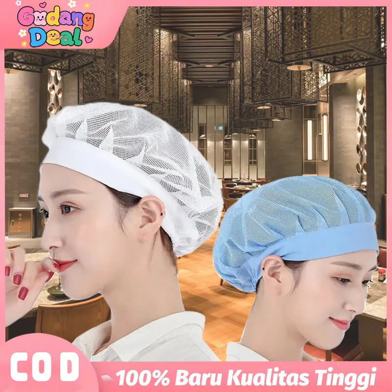 Topi Chef Koki Jaring Hairnet Topi Kain Topi Rumah Sakit Topi Pabrik ...