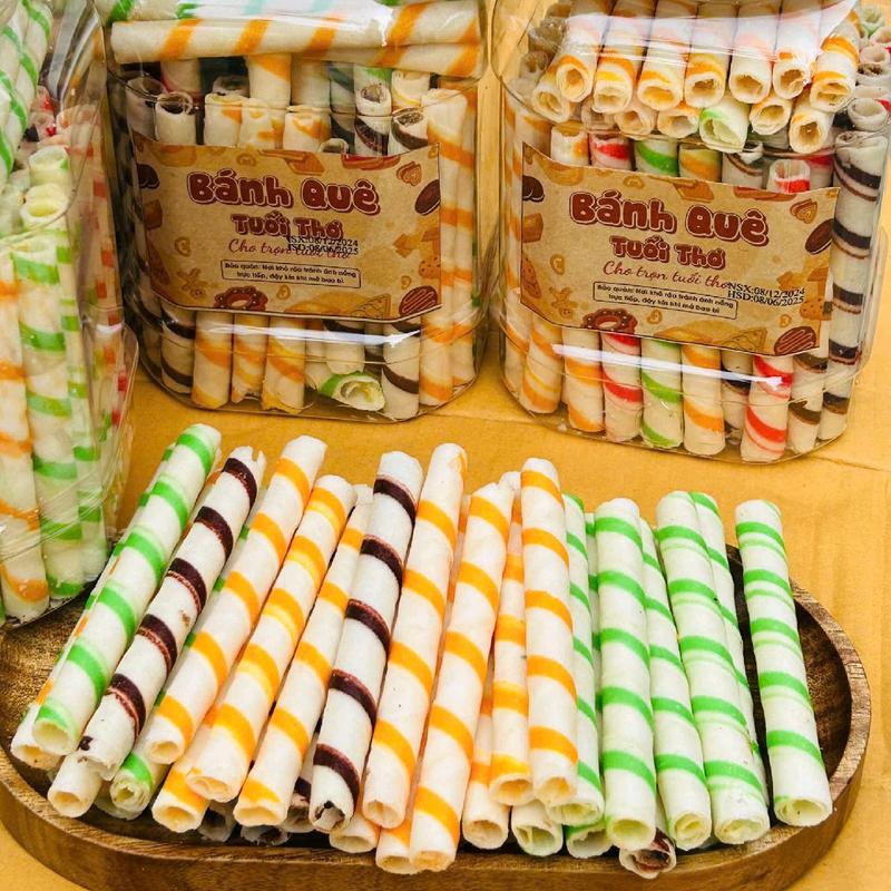 Bánh ống quế nhân kem tuổi thơ 500g Snack Ăn Vặt Food Bánh Quy bim tam bánh  cá