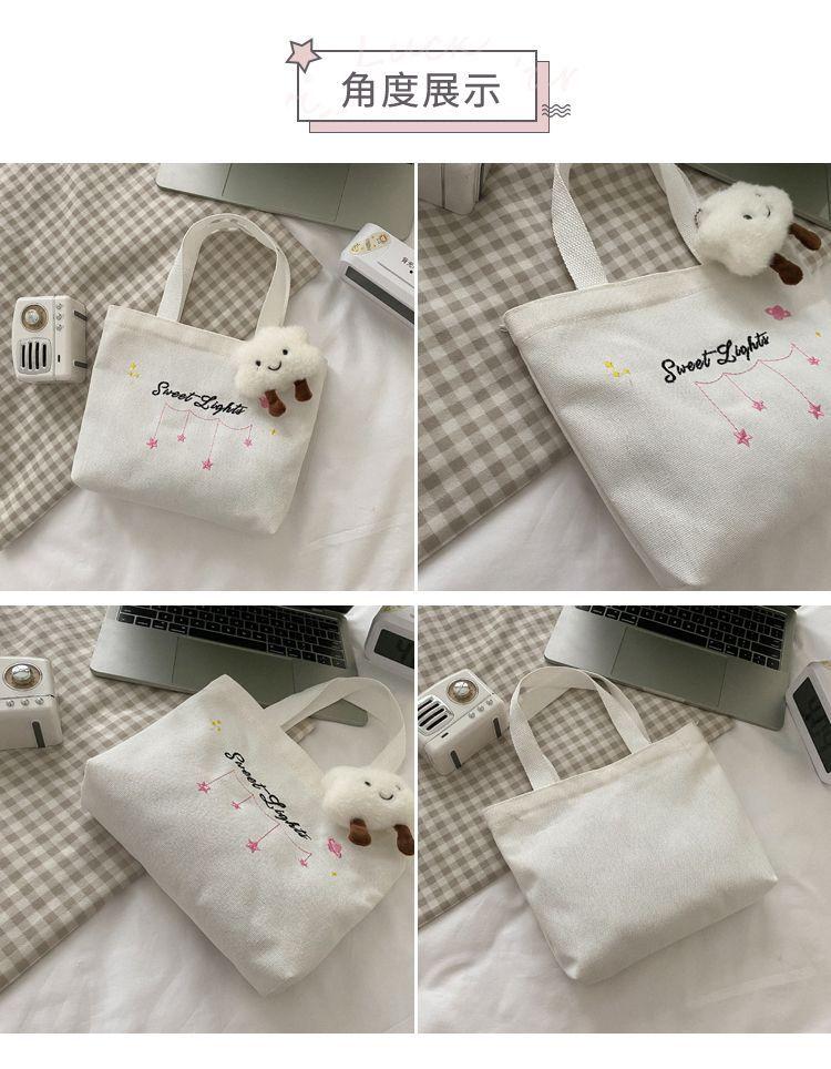 Product Introduction of Small Tote Bag Canvas Bag for Women Casual Small Bag Cloth Bag for Work Handheld Lunch Bag Student Lunch Box Bag with Zipper 6