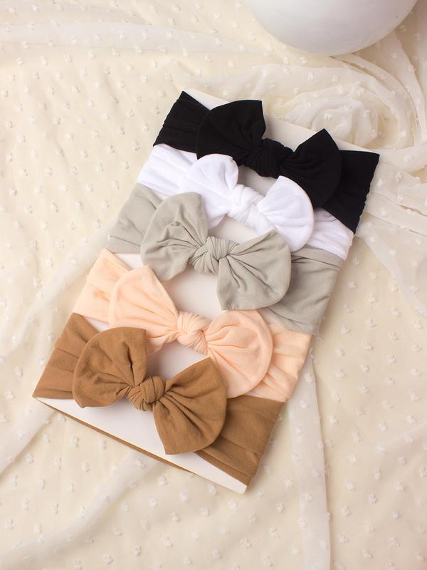 Baby's Solid Bow Decor Hair Band, Cute Plain Bowknot Design Hair Band, Newborn Infant Baby Hair Accessories 3