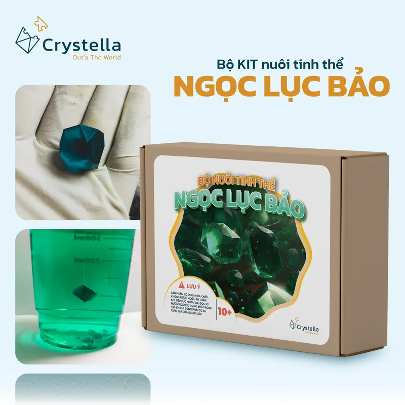 Bộ Nuôi Đơn Tinh Thể Ngọc Lục Bảo Crystella - Trải Nghiệm khám phá STEM Độc Đáo Với Tinh Thể Xanh Niken Hoàn Hảo tại nhà 0