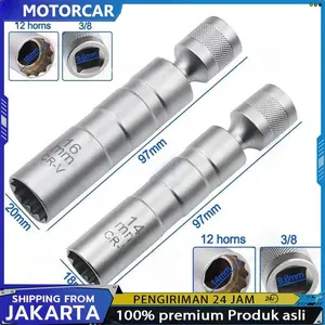 Kunci Pas Lengan Busi Universal 3/8 "Soket Magnetik 12-Point Angle Busi Dinding Tipis Alat Pelepas Busi Mobil 14mm 16mm CR-V