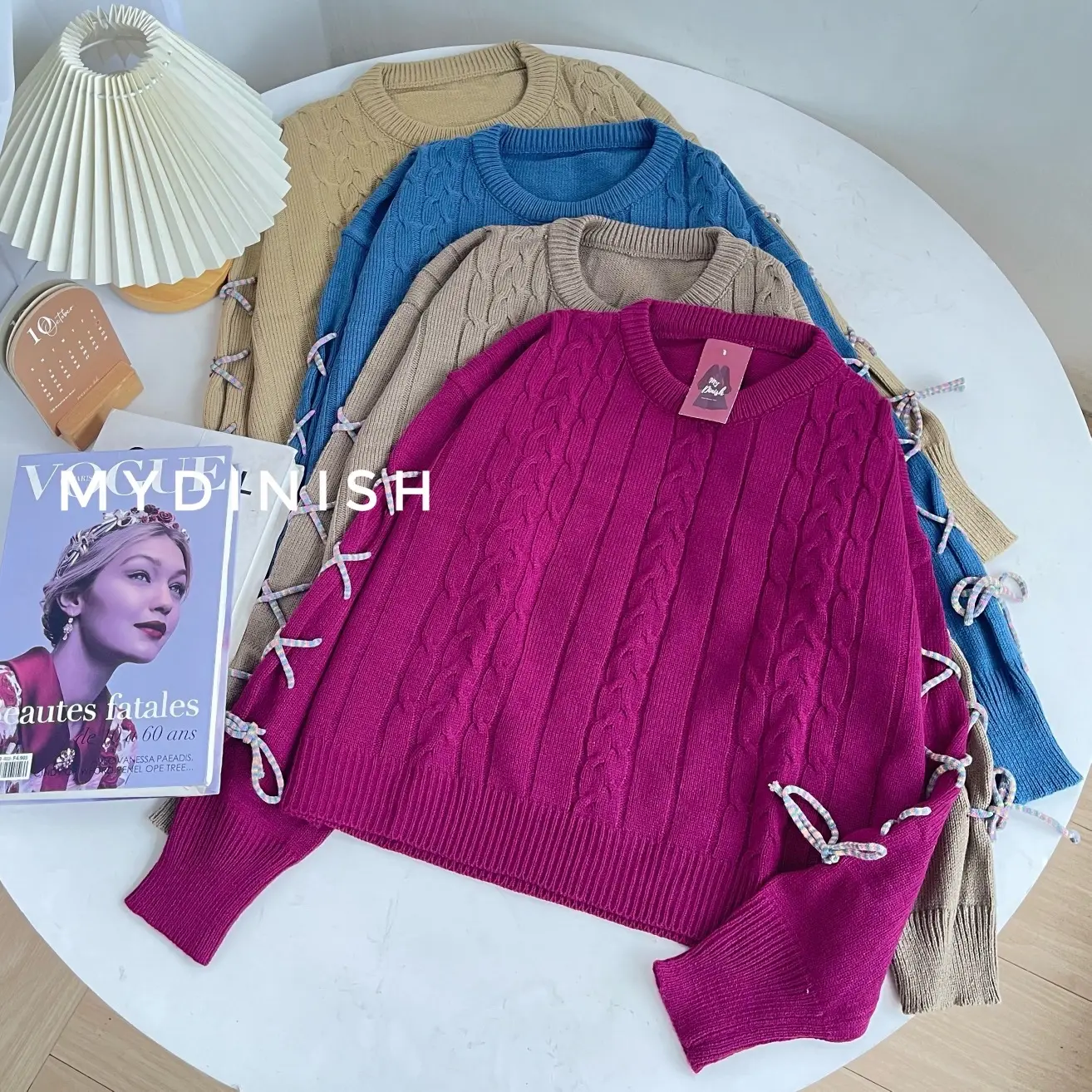 Natali Cable Blouse - Atasan Rajut Wanita Crew Neck Baju
