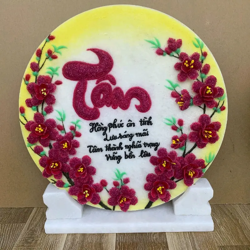 TRANH CHỮ TÂM . KT35 cm . TRANH ĐÁ QUÝ TỰ NHIÊN THIÊN NHIÊN . 2