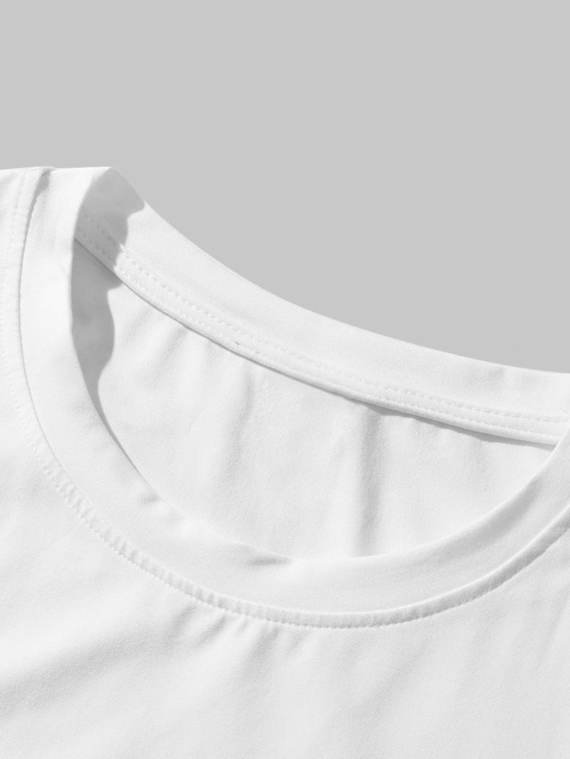 Product Introduction of Women's Cat Print Round Neck Crop Tee, Casual Short Sleeve Crew Neck T-shirt for Spring & Fall, Fashion Women's Top for Daily Wear 4