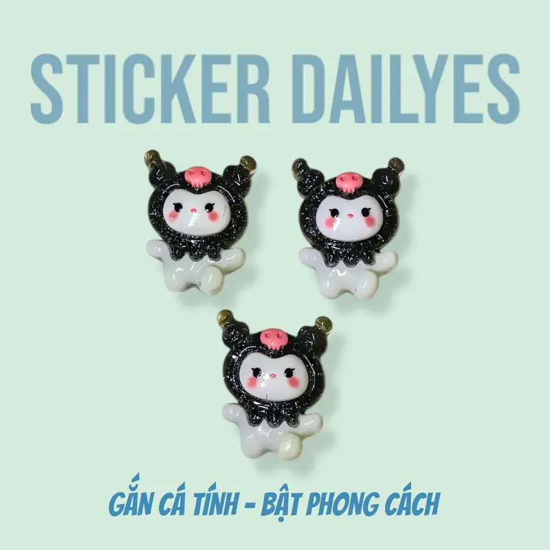 [ Bộ 10 chiếc ] Charm Gắn Dép Kuromi, Sticker Dép Cross, Jibbitz in 3D siêu cute - Sticker Dailyes 6