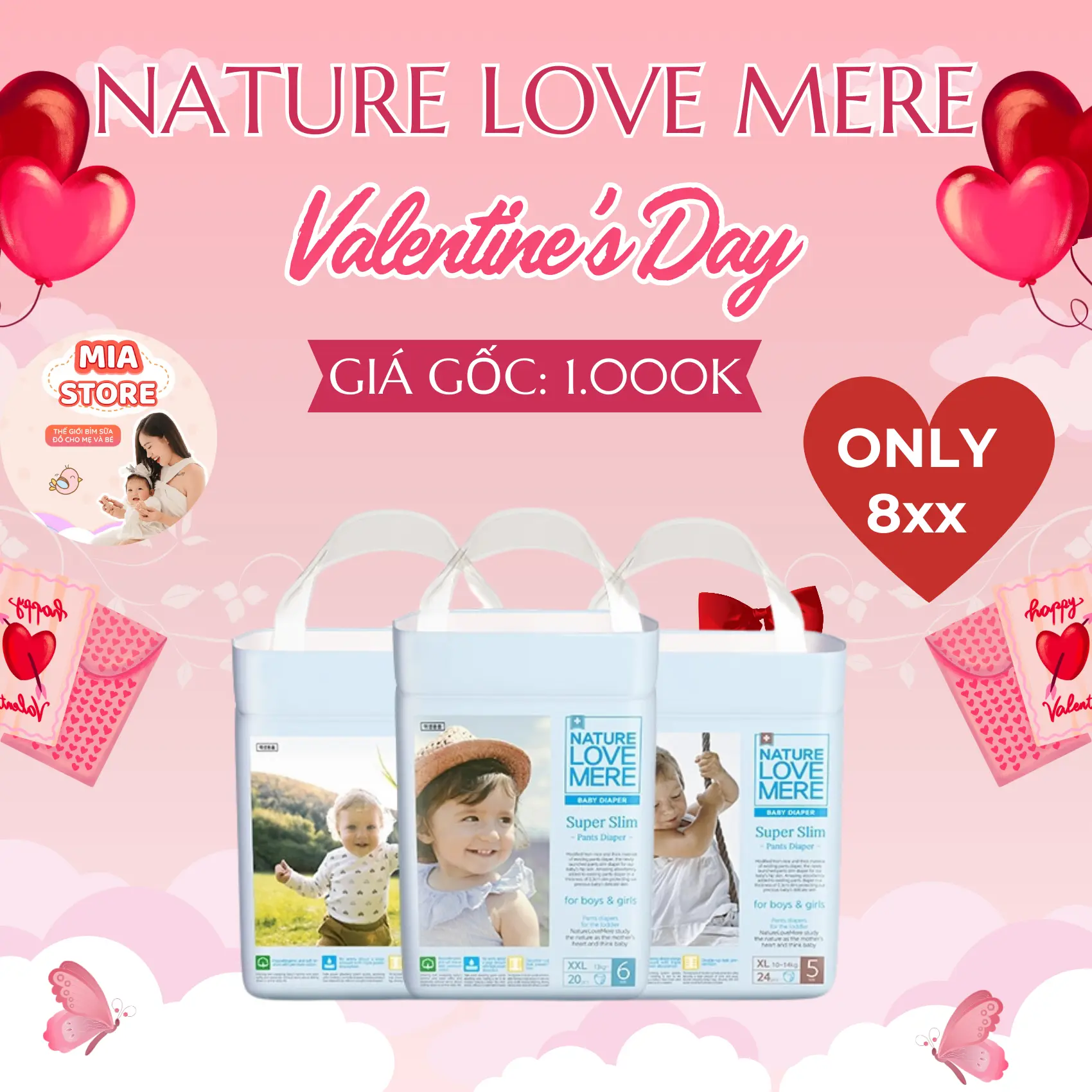 [DSTL] COMBO MUA 4 BỊCH (1 THÙNG) Tã/bỉm Nature Love Mere cho bé nội địa Hàn  Kem