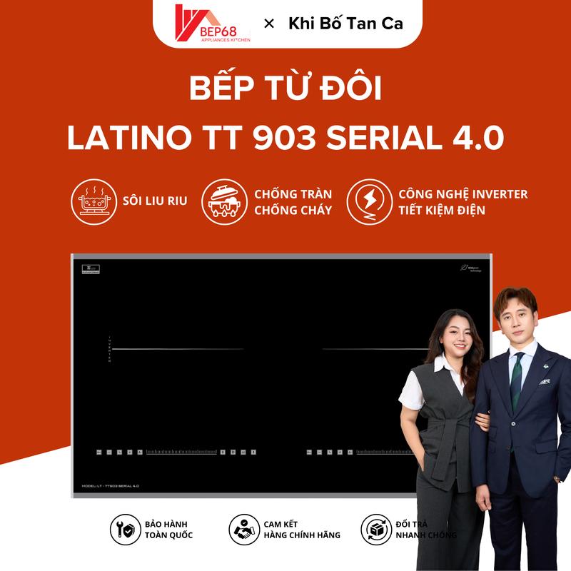[BẾP 68 X KHIBOTANCA]  Bếp Từ Đôi LATINO LT-TT903 4.0 Thông Minh Thế Hệ Mới Có Đun Sôi Liu Riu - Inverter Tiết Kiệm Điện - Chống Trào - Chống Cháy