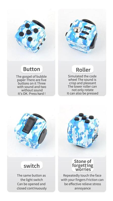 Product Introduction of Solid Color Fidget Decompression Dice for Release Stress Autism Anxiety Relieve Adult Kids Stress Relief Anti-Stress Fingertip 6