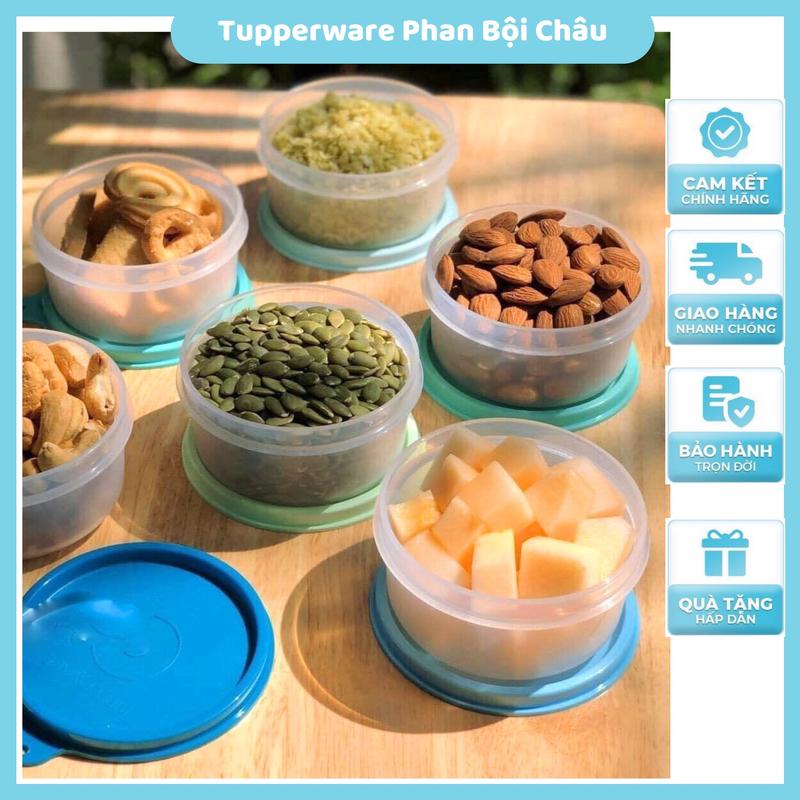  Bộ hộp nhựa đựng thực phẩm Small Saver Tupperware 200ml đựng chè đựng dồ ăn dặm hành tỏi trong tủ lạnh thân trong nắp màu set 6 