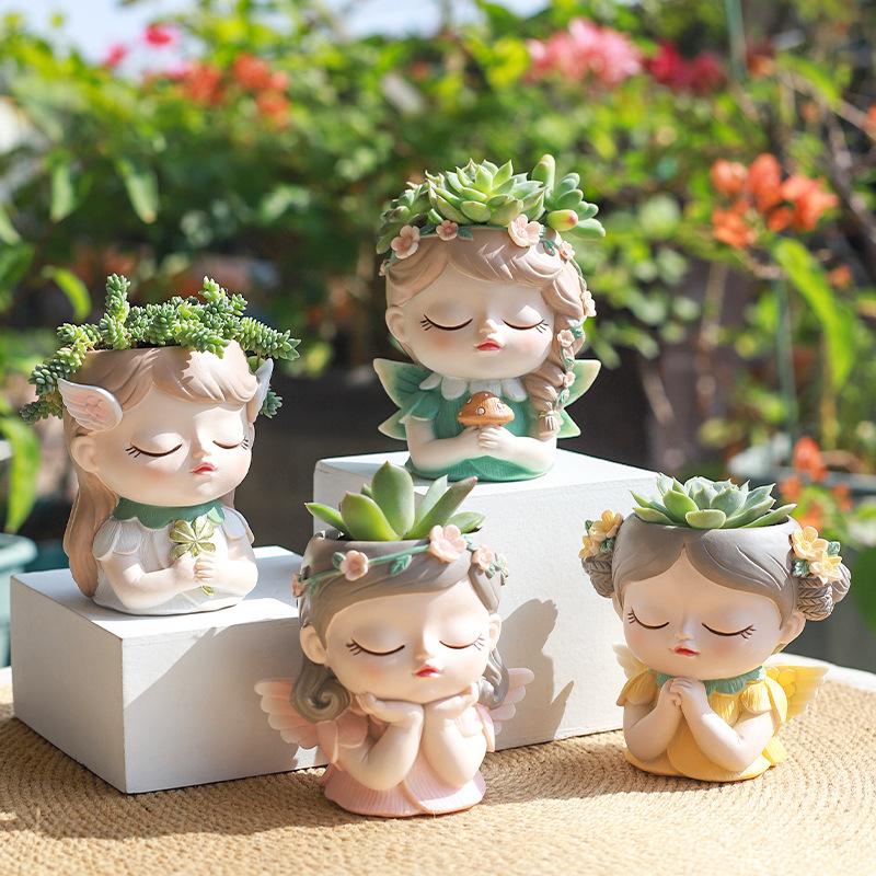 [Giá Sỉ+Miễn Ship] Chậu Cây Chàng Trai Cô Gái Mini Cắm Hoa, Trồng Sen Đá, Xương Rồng Dễ Thương, Hiện Đại