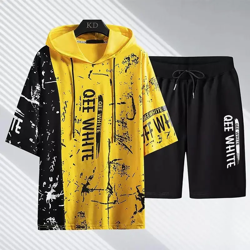 satu set style outfit Cowok EEQ Atasan Sweater/Kaos dan Celana pendek Kekinian -  Unisex Wanita 3