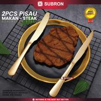 Gambar SUBRON Alat Makan 2PCS Pisau Makan Steak Table Knife Stainless Tebal Premium Gold Dapur - Pisau Makan dari SUBRON KITCHENWARE Kab. Bandung 4 Tokopedia