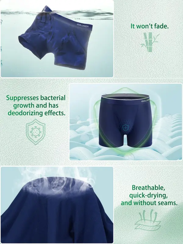 Men's Colorblock Letter Tape Boxer Brief, Quick-drying Moisture-wicking Antibacterial Deodorant Underwear, Men's Underwear for All Seasons 2