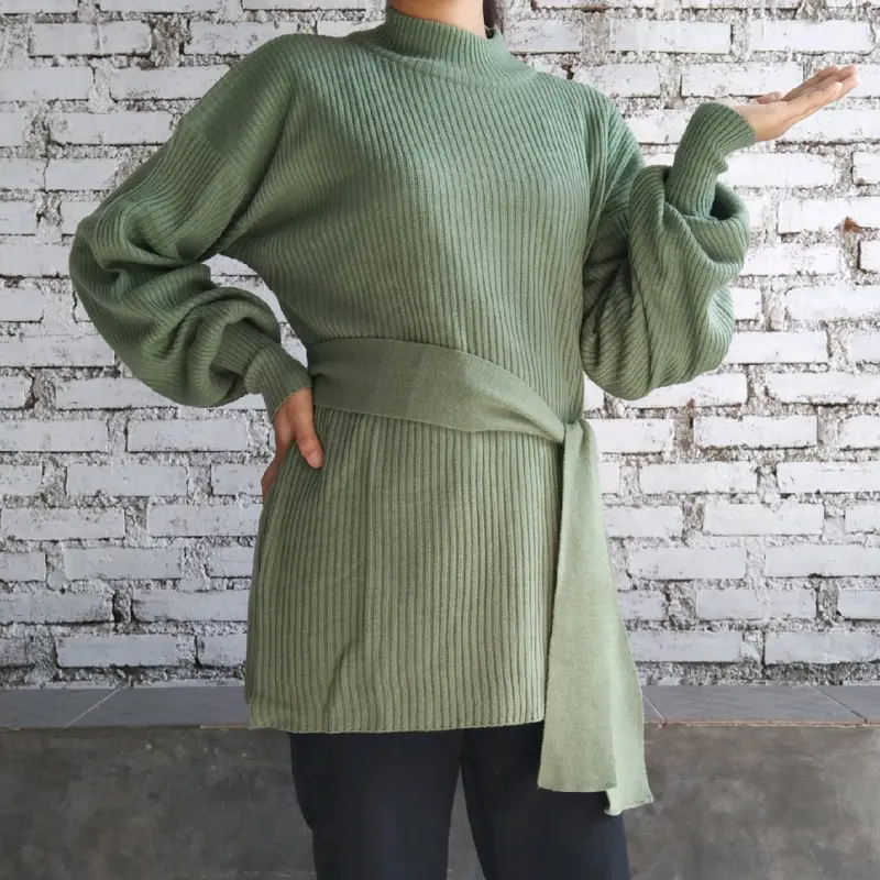 FAYOLA BALON Knitwear Outer Tangan - Baju Rajut Polos Wanita - Kardigan, Cardigan, Batwing, Hitam, Panjang 5