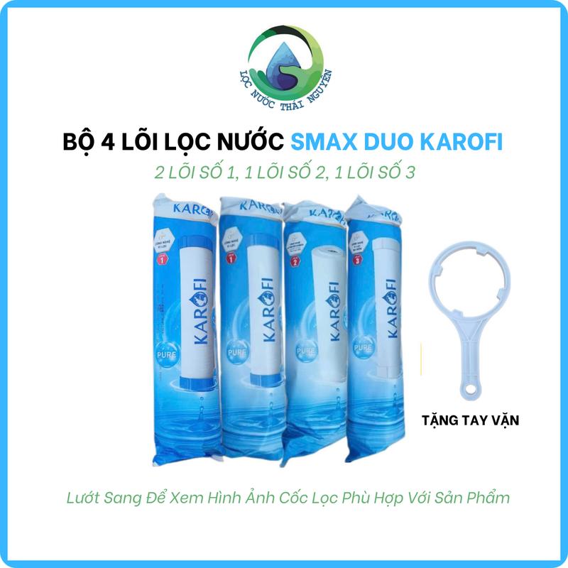 Bộ 4 Lõi Lọc Nước Karofi Smax Duo, Bao Gồm Bộ 123 + 1 Lõi Lọc Số 1, Tặng Kèm Tay Vặn Cốc Lọc 10inch