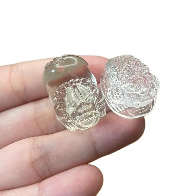 Mặt dây vòng cổ Tỳ hưu, Cóc trên đá thạch anh màu trắng tự nhiên 0