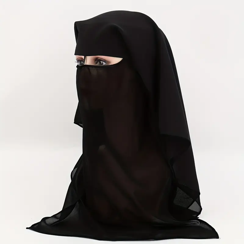 Black Chiffon Saudi Niqab Thin Breathable Face Veil Middle East Ladies Simple Sunscreen Face Cover 0