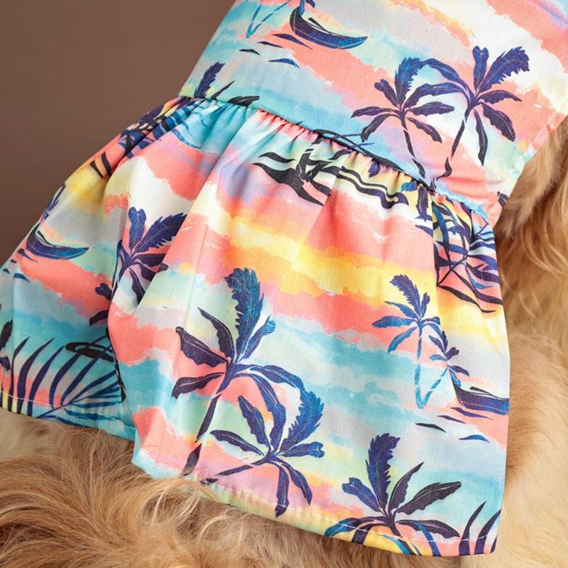 Product Introduction of Pet Products Hawaii Style Summer Dog Shirt Cute Colorful Pet Shirt Comfortable Coconut Tree Printed Cool Thin Cat Shirt for Small Medium Large Dog 12