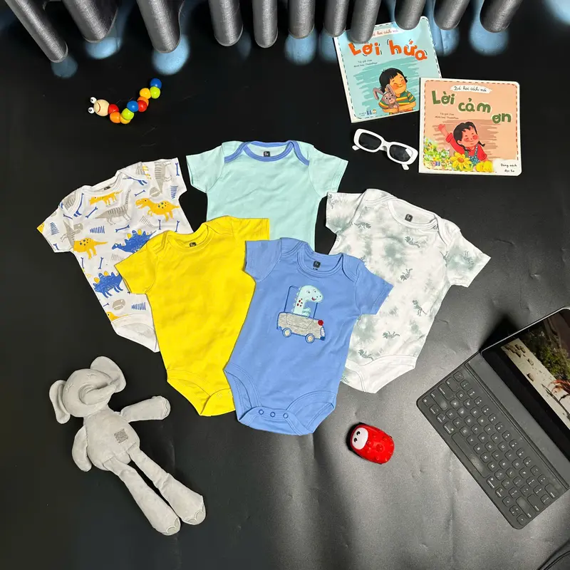 Body Chip Cho Bé Trai  Set 5 Cái Body Chip Cộc Tay Cho Bé Trai SZ 3-9Kg 1